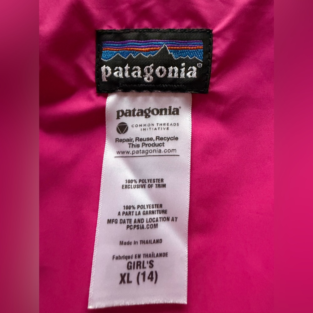Patagonia Girls Pelage Faux Fur Fleece Jacket Gray / Pink | 14 - Picture 6 of 7